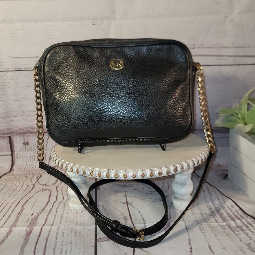 Michael Kors Fulton Large East West Crossbody Bag - Black Pebbled Leather